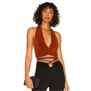NEW BY.DYLN REVOLVE METALLIC HALTER CROP TOP